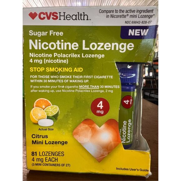 CVS Health Sugar Free Nicotine Lozenge 4mg 81 Count Citrus Flavor 09/25 - Picture 1 of 3
